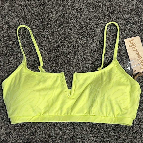 Cabana del Sol Women's Swimwear 2 PC Fluorescent Yellow Size Large NWT - Picture 2 of 5
